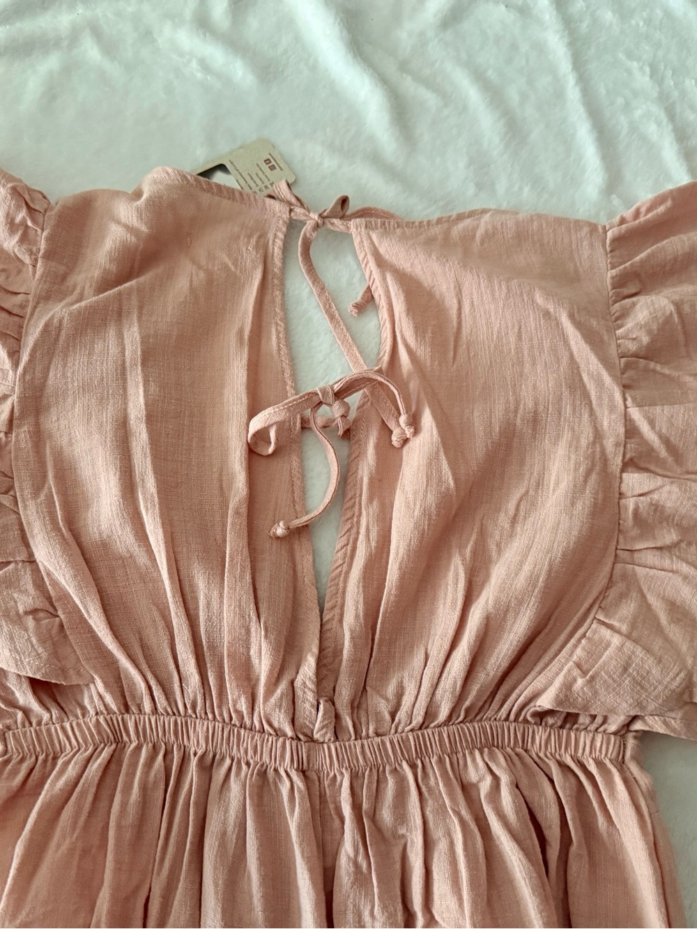 New Top Mark Stanza Dusty Rose The Sienna Flutter Sleeve Dress M nwt Boho Chic - Picture 9 of 11